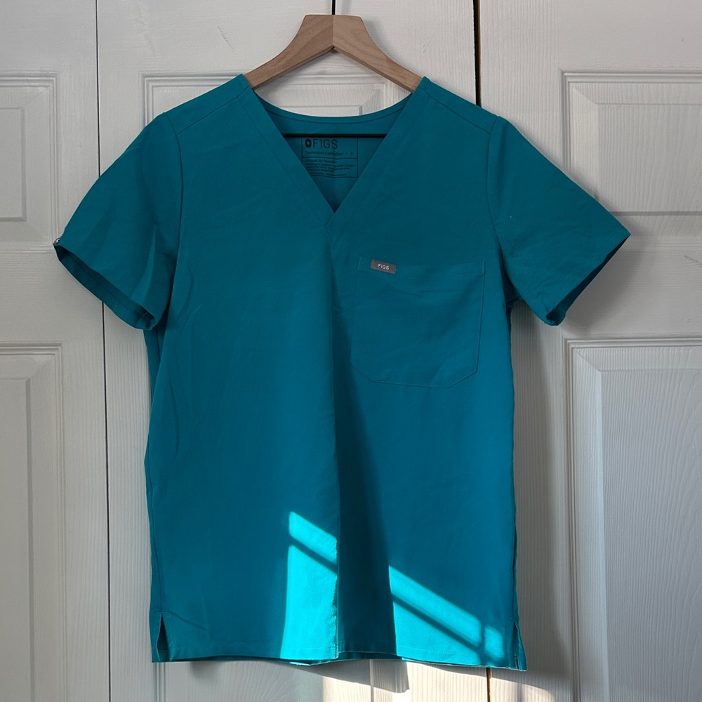 Figs Vibrant Blue V-Neck Scrub Top
